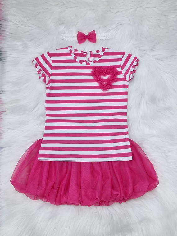 Gracja Bluse, Kurzarm, Bambarillo, gestreift, Amaranth-Herz