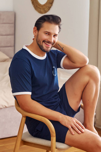 7218 Doctor Nap Herren-Pyjama – Marineblau