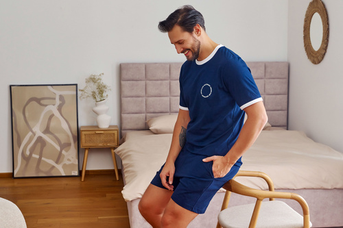 7218 Doctor Nap Herren-Pyjama – Marineblau