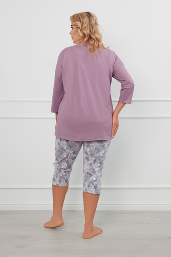 Ibena Damen 3/4 Ärmel Schlafanzug, 3/4 Hose Italian Fashion - heather/print