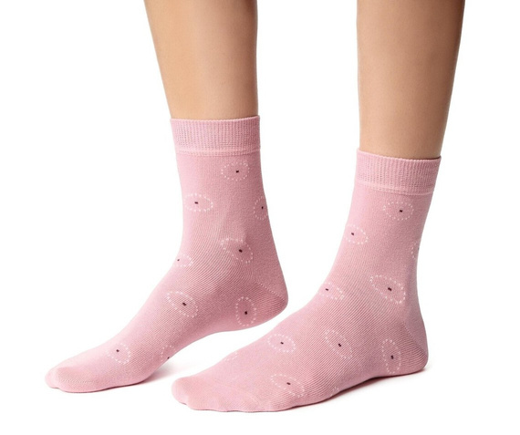 Damen Socken Steven art.099 Baumwolle Bunte Muster Flache Naht - 124 rosa