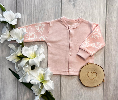 Babykaftan Mamatti KA16310 aus rosa Baumwolle mit Druckknöpfen