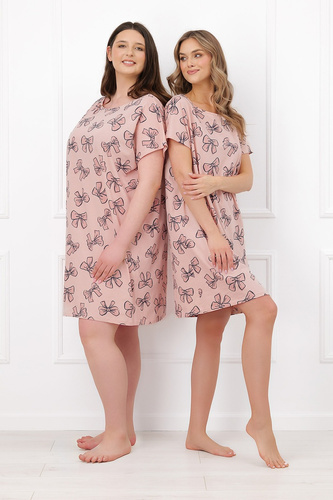 Italian Fashion Silano Damen Nachthemd 100% Baumwolle kurze Ärmel bequem