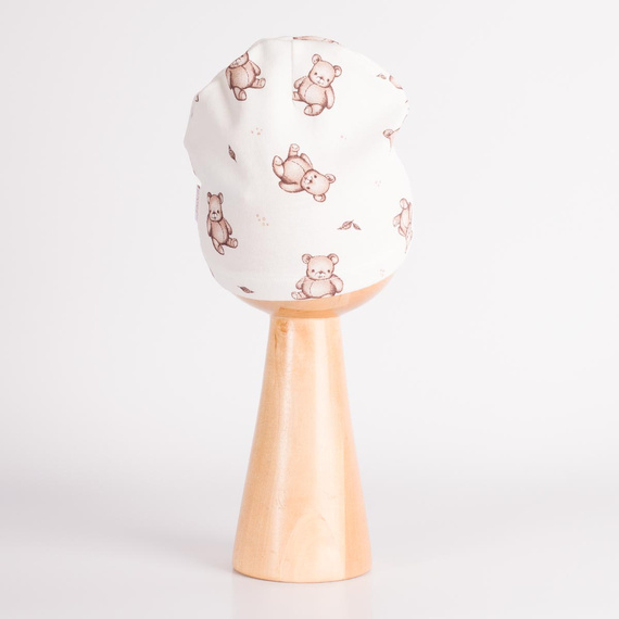 227054 Nicol BENEK Baby-Mütze 100% Baumwolle cremefarben mit Bärenmotiv