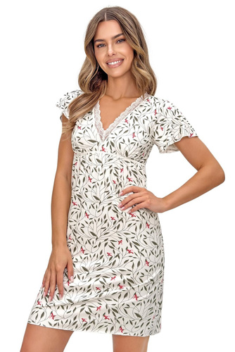 Damen-Nachthemd Melisa Donna – Viskose, V-Ausschnitt mit Spitze