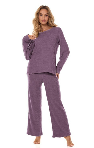 2414 Damen Homewear L&L Amethyst-Set – weiches Strick-Sweatshirt und Hose