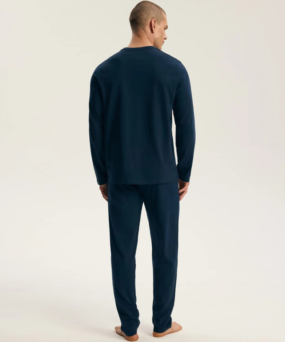 Henderson Froze 45492 Herren Schlafanzug Lang 100% Baumwolle Navy