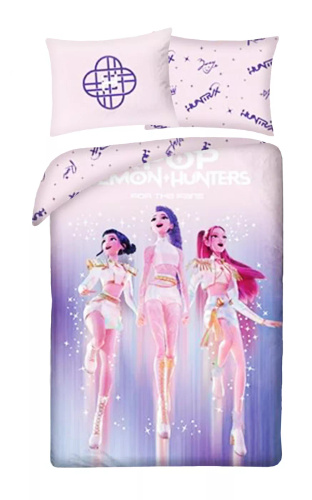 Halantex Baumwollbettwäsche K-POP Demon Hunters 01 140x200 70x90 Rosa