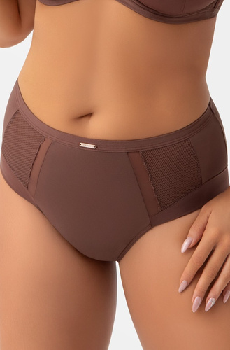 Damen-Slip Gorsenia K442/1 Luisse Schokoladenbraun Hoch geschnitten Spitze
