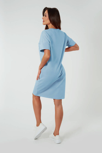 Stella Damen Kurzarm Tunika Italian Fashion - blau 