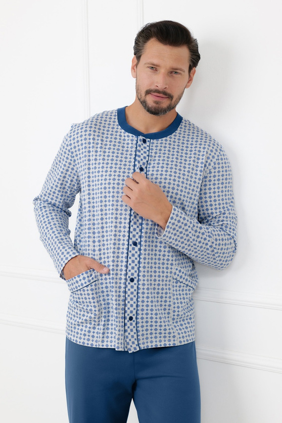 Herren-Pyjama Homer Italian Fashion aus Baumwolle, lang, zum Knöpfen