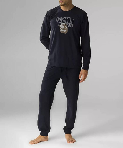 NMP-376 Herren-Langarmpyjama, Atlantic – Marineblau