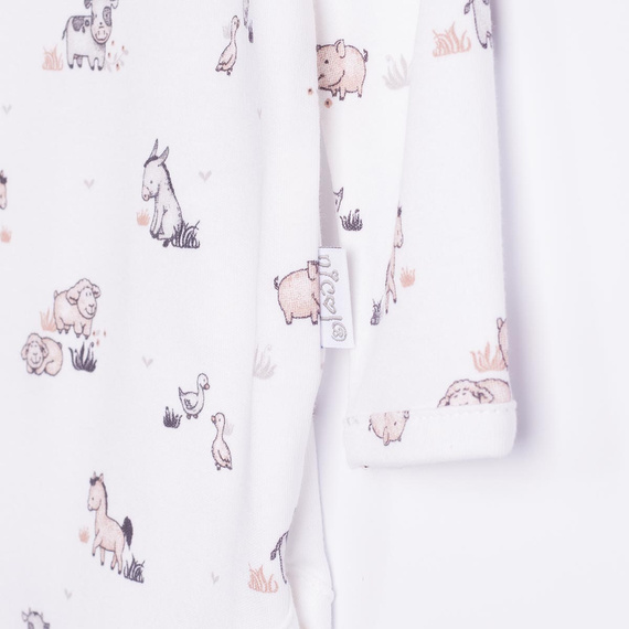 228095 Nicol FARMA Babybody mit langen Ärmeln aus Baumwolle, Tiermotive, Creme