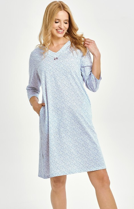 3449 Debora Taro Damenhemd – 100 % Baumwolle, lange Ärmel, Taschen, V-Ausschnitt