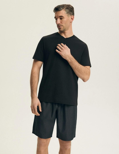 Henderson 44608 Post Herren-Pyjama Schwarz 100% Baumwolle Kurzarm