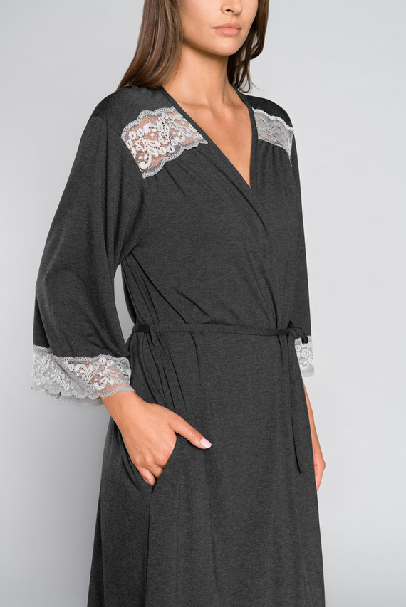 Sonata Damen Morgenmantel Italian Fashion dunkel melange