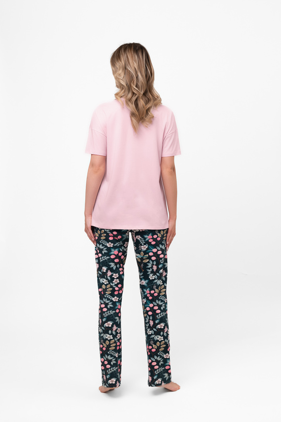 Damen Baumwollpyjama Marisal - kurze Ärmel, lange Hose Italian Fashion  