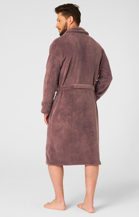 MGL 255 B25 Brauner Herrenbademantel – klassisch, weich, in der Taille gebunden