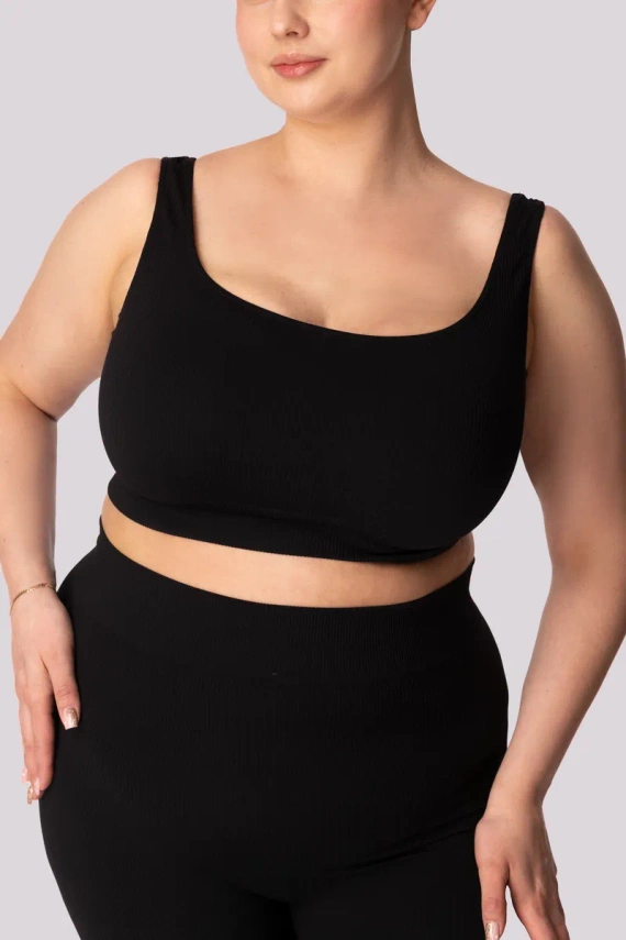 Gerippter Sport-BH „Mona“, schwarz