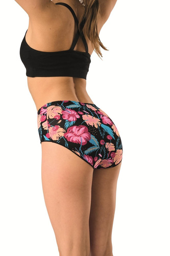 Damen Bambus Slip Maxi Bikini Key LPF 516 Schwarz-Fuchsia weich