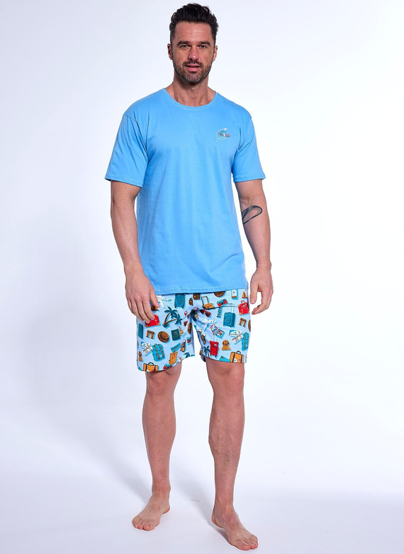 326/174 Travel Herrenpyjama Cornetteblau