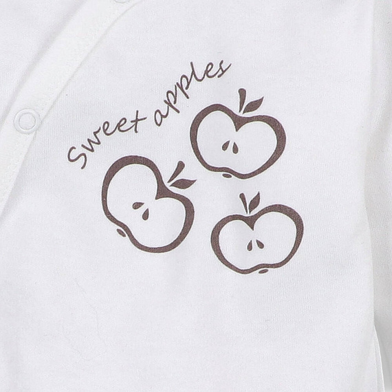 ABN-5292/ECR Happy Apples Nini Umschlag-Body aus ecrufarbener Bio-Baumwolle