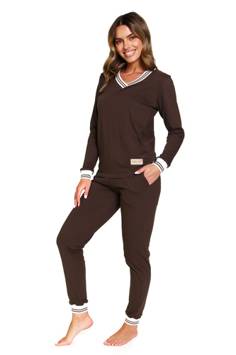 Doctor Nap 4504 – Damen-Pyjama aus Baumwolle mit Rippbündchen – Stil und Komfort für jeden Tag – Brownie