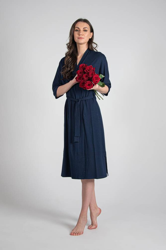 942 Visa Langer Morgenmantel De Lafense - navy blau