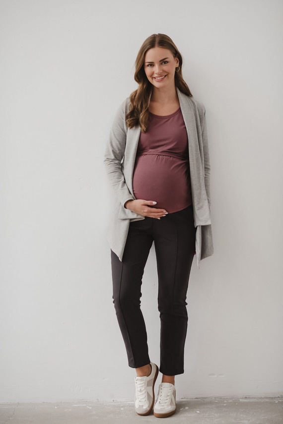 Mama Wrap Milk&Love Umstandsstrickjacke, hellgrau meliert