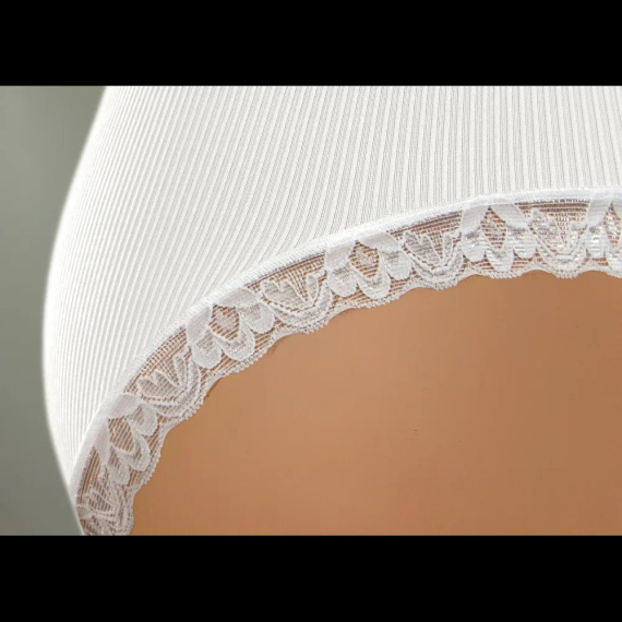 Damen Slip Sesto Senso 6108 Spitze nahtlos elastisch bequem white