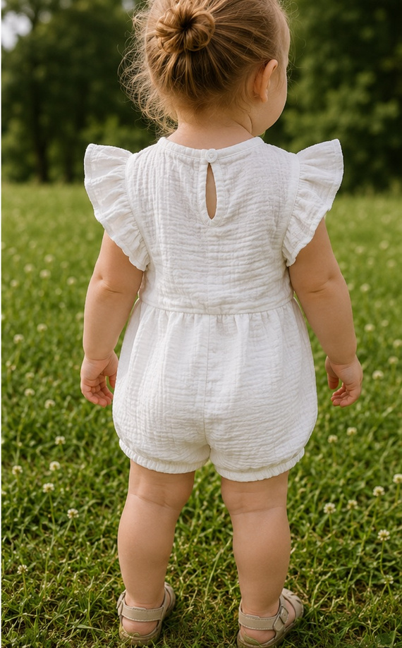 Mamatti Baby-Musselin-Strampler RA50202, luftig-weiß