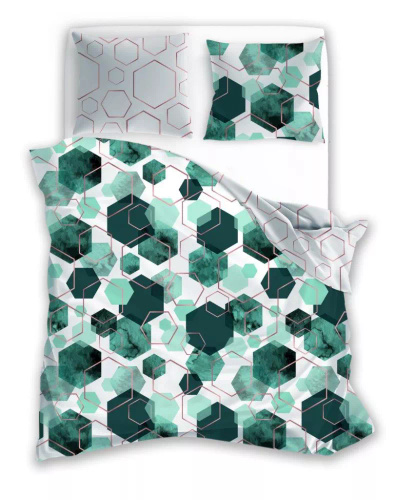 Milargo Verde 009 Geometrische Satinbettwäsche Farogrün