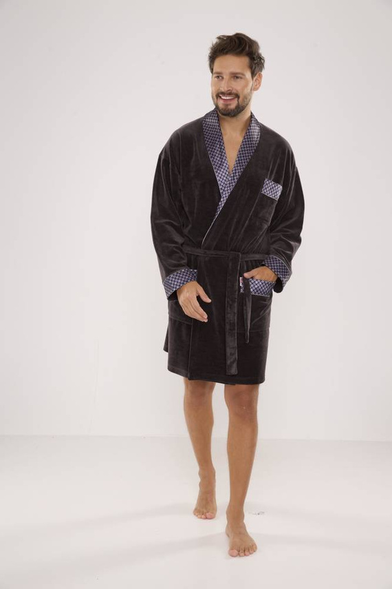 772 Bonjour Herren-Forex-Bademantel - graphit