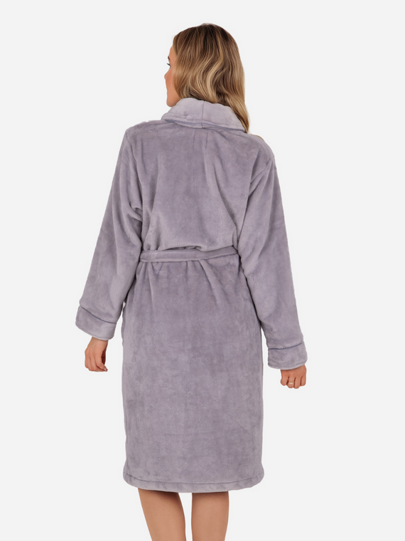 Rosa Damen-Fleece-Bademantel ByShelly – hellgrau