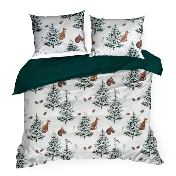 Roland Eurocurtains Mikrofaser-Weihnachtsbettwäsche – grün, verziert mit einem bezaubernden Aufdruck