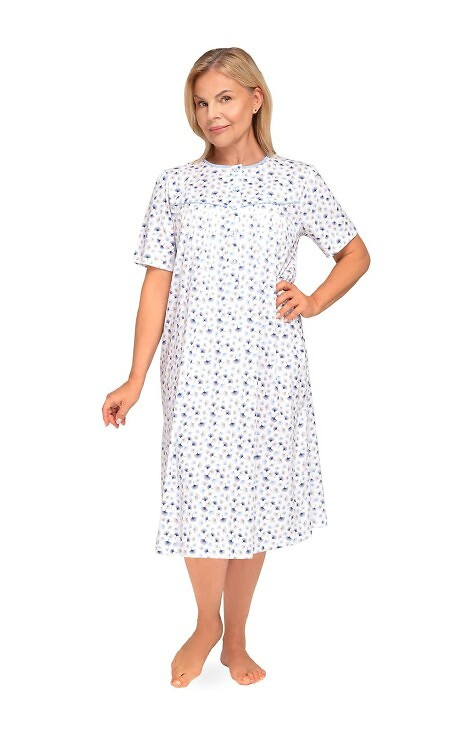 203 Bogna I Damennachthemd Martel 32 blau – Baumwolle, kurze Ärmel, Reißverschluss