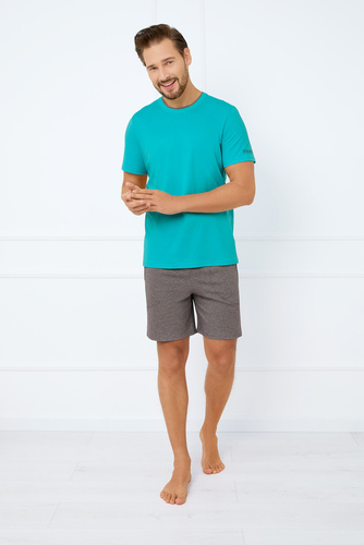 Krystian Herren Kurzarm-Pyjamas, Shorts Italienische Mode - türkis