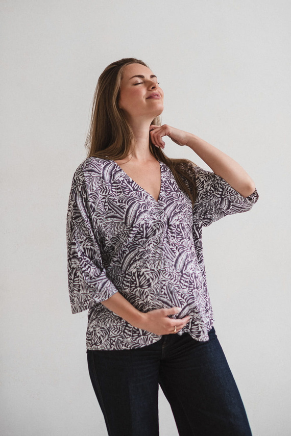 Bahama Mama Milk&Love Umstands-Stillbluse mit tropischem Print – Viskose, 3/4-Ärmel, Übergröße