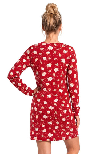 Donna Cookie Damen Nachthemd 100% Baumwolle rot festlich