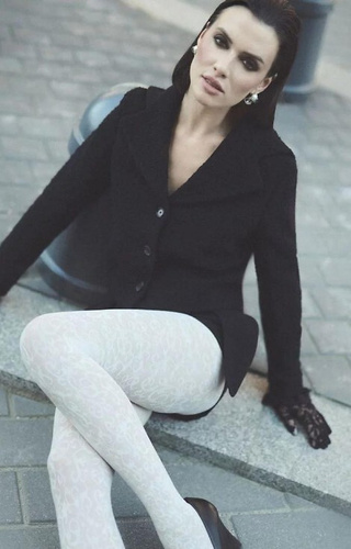 1235 Perse Gabriella Ecru-Strumpfhose – ornamental, 60 den, 3D-Technologie