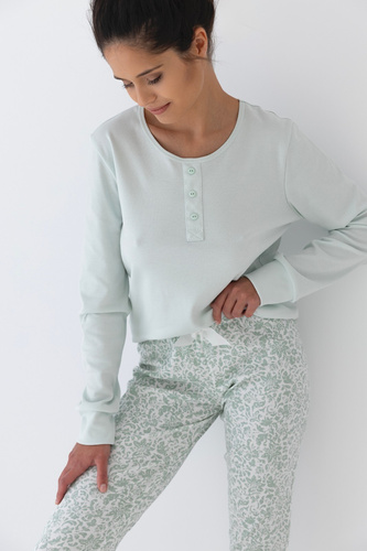 Olive Interlock Damen Schlafanzug Sensis - mint