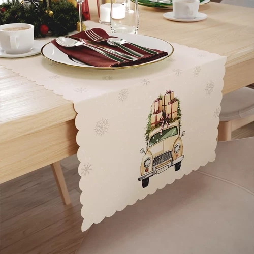 PBN283 Oldtimer-Weihnachtstischläufer Markise beige