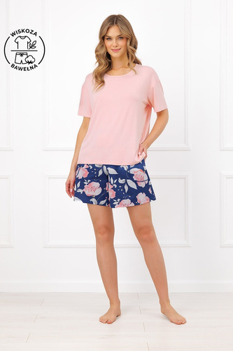 Damen-Pyjama Italian Fashion Ardizja Viskose Baumwolle Blumen Shorts