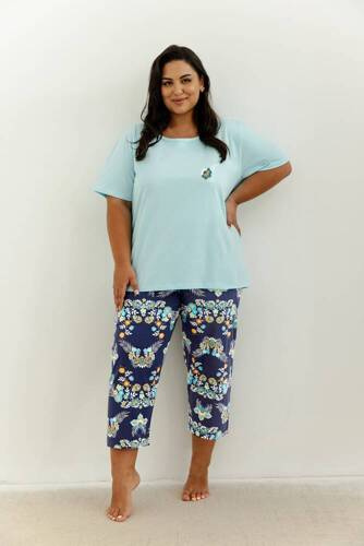 3366 Kristen Damen-Tarot-Pyjama – Türkis