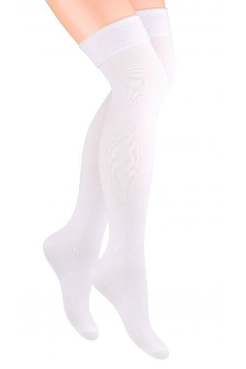 Art.076 Steven Damen-Overknee-Socken – 020 weiß