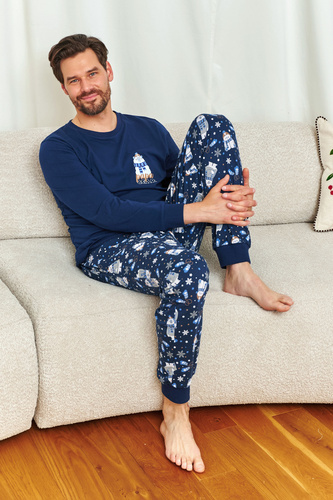7338 Doctor Nap Cozy Bear Herrenpyjama – Baumwolle, lange Ärmel und Hose