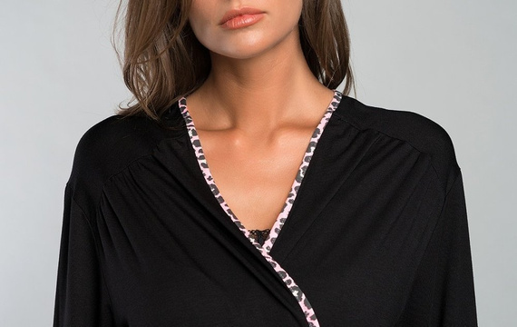 Eila Bis 3/4 Ärmel Bademantel Italian Fashion - Leopardenmuster 