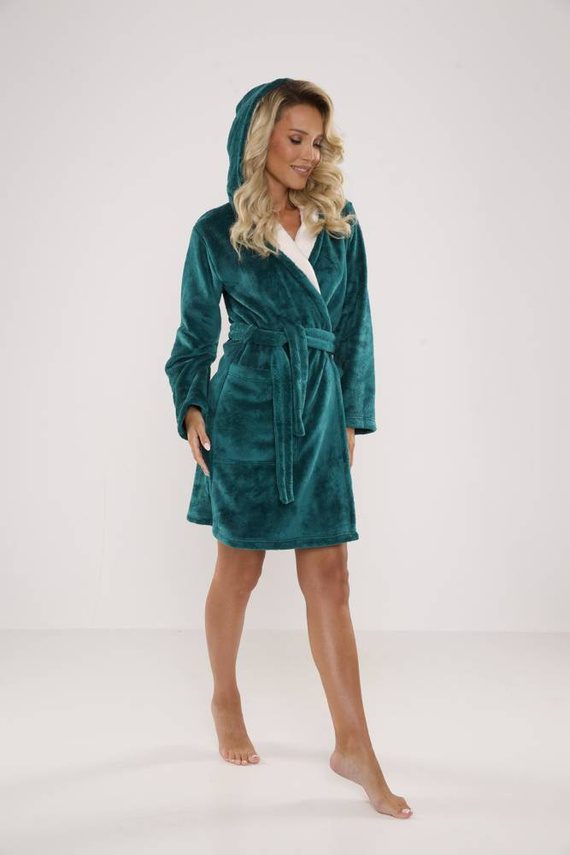 627 Soraya Damen Kurzer Morgenmantel Forex - grün / ecru