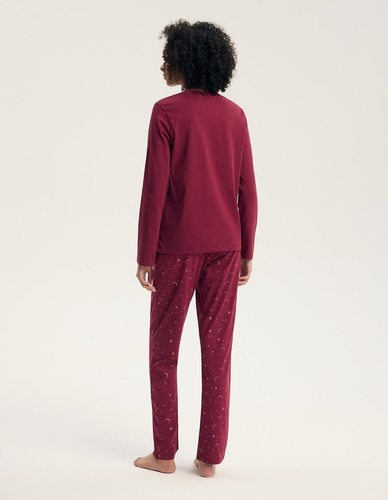 Damen-Pyjama Henderson 45439 Gilly Carmine 100% Baumwolle Langarm