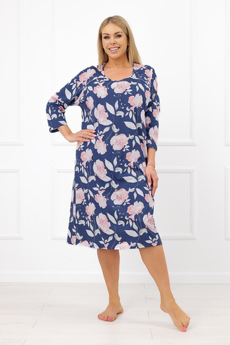 Nachthemd Italian Fashion Ardizja 100% Baumwolle Blumen 3/4-Arm